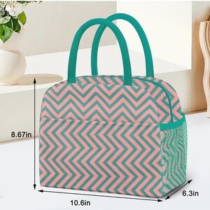 Stylish Chevron Lunch Bag - Pink and Teal